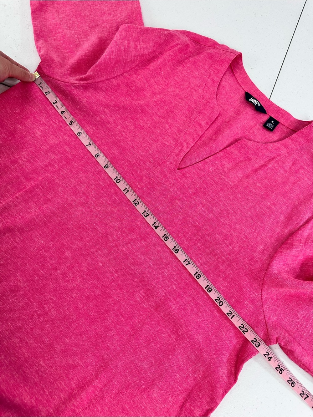 Lands' End Linen Blend Tunic‎ Pink Resort Coastal Grandma Vacation Beach XL - Picture 6 of 13